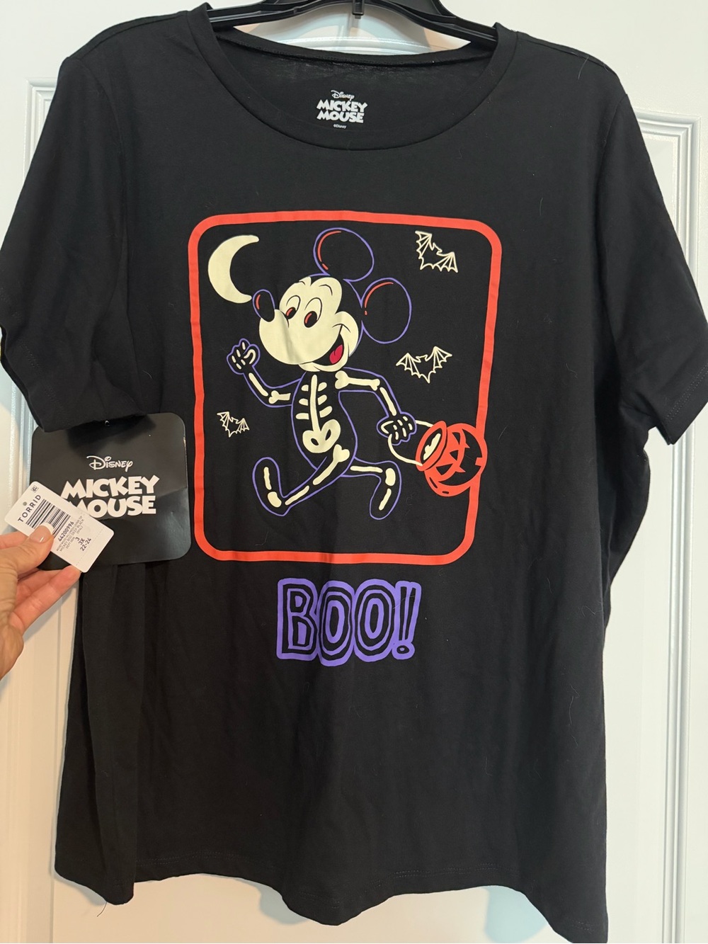 Torrid NEW w/atags Disney Black Mickey Mouse Skeleton 'BOO!' Short Sleeve Tee
